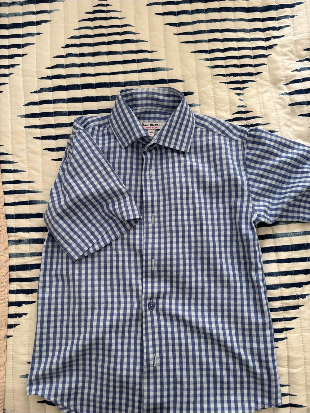 Classic Blue Gingham Short-Sleeve Boys Shirt
